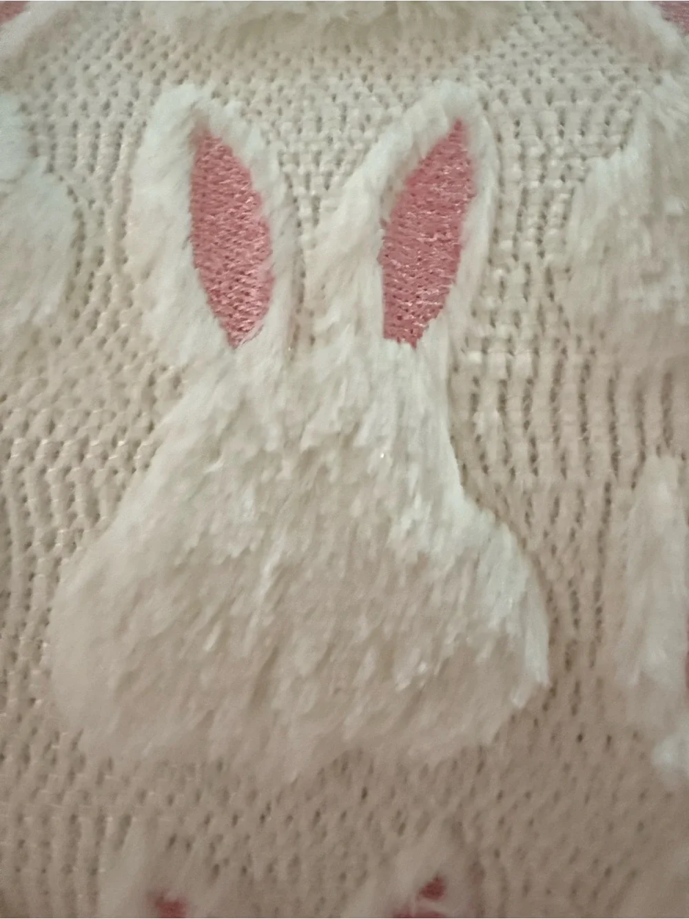 Soft White & Pink Bunnies-Textured Throw Pillows -Set of 2